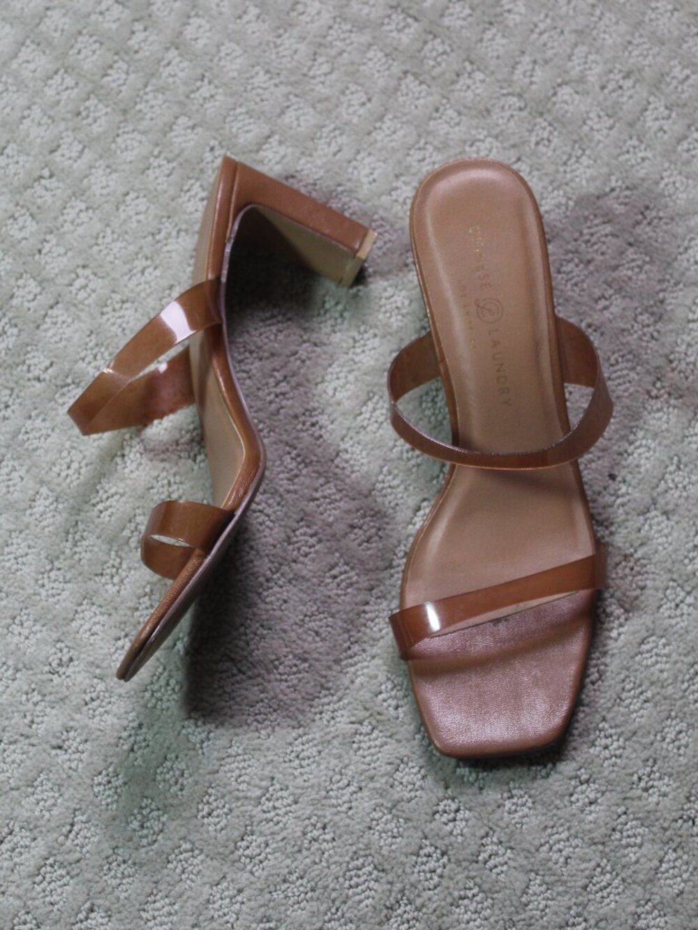 Chinese Laundry Size 9 Robinn Brown Plastic Strap Block Heel Sandals